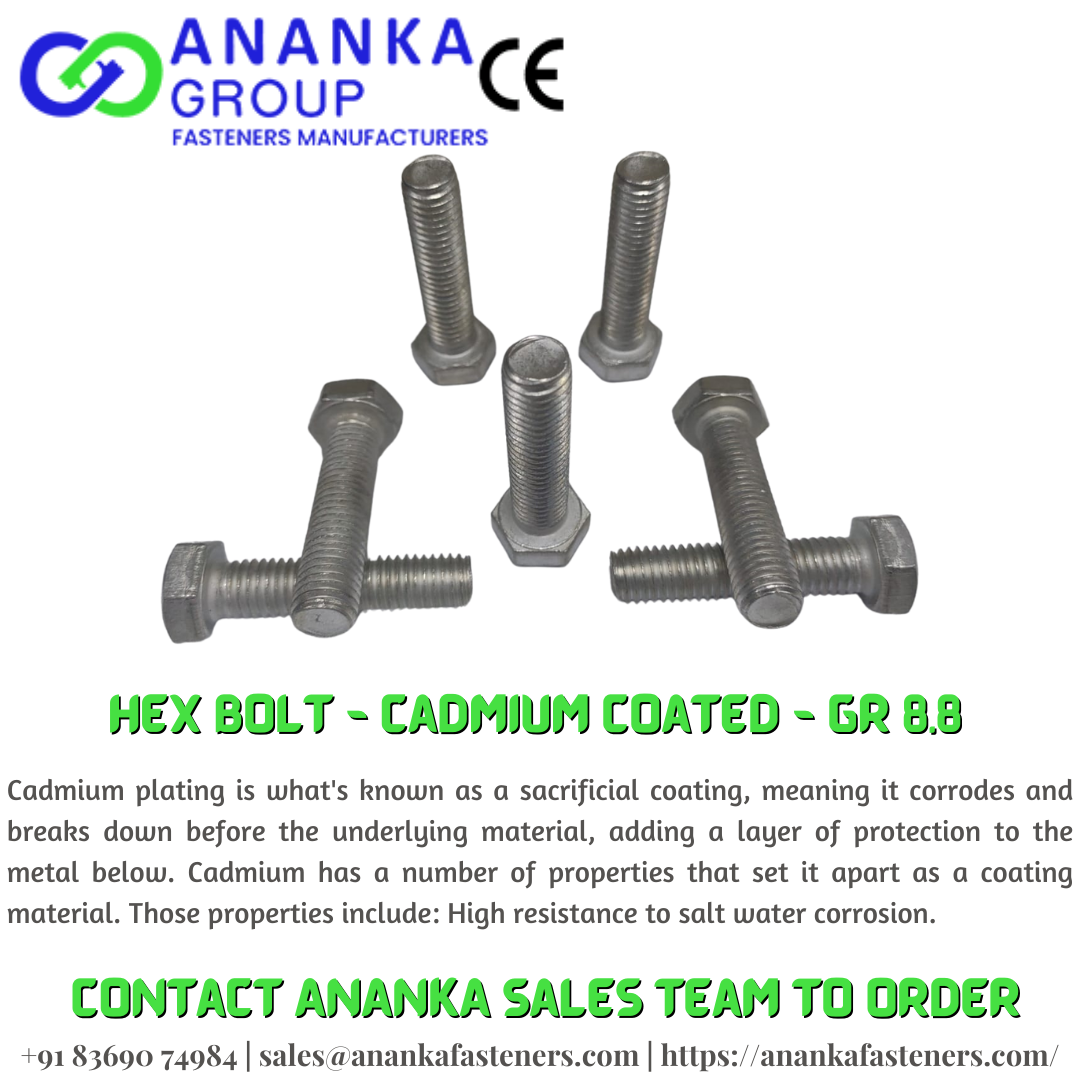 Hex Bolt — Cadmium Coated — Gr 8.8 — Ananka Fasteners by AnankaFastener Medium