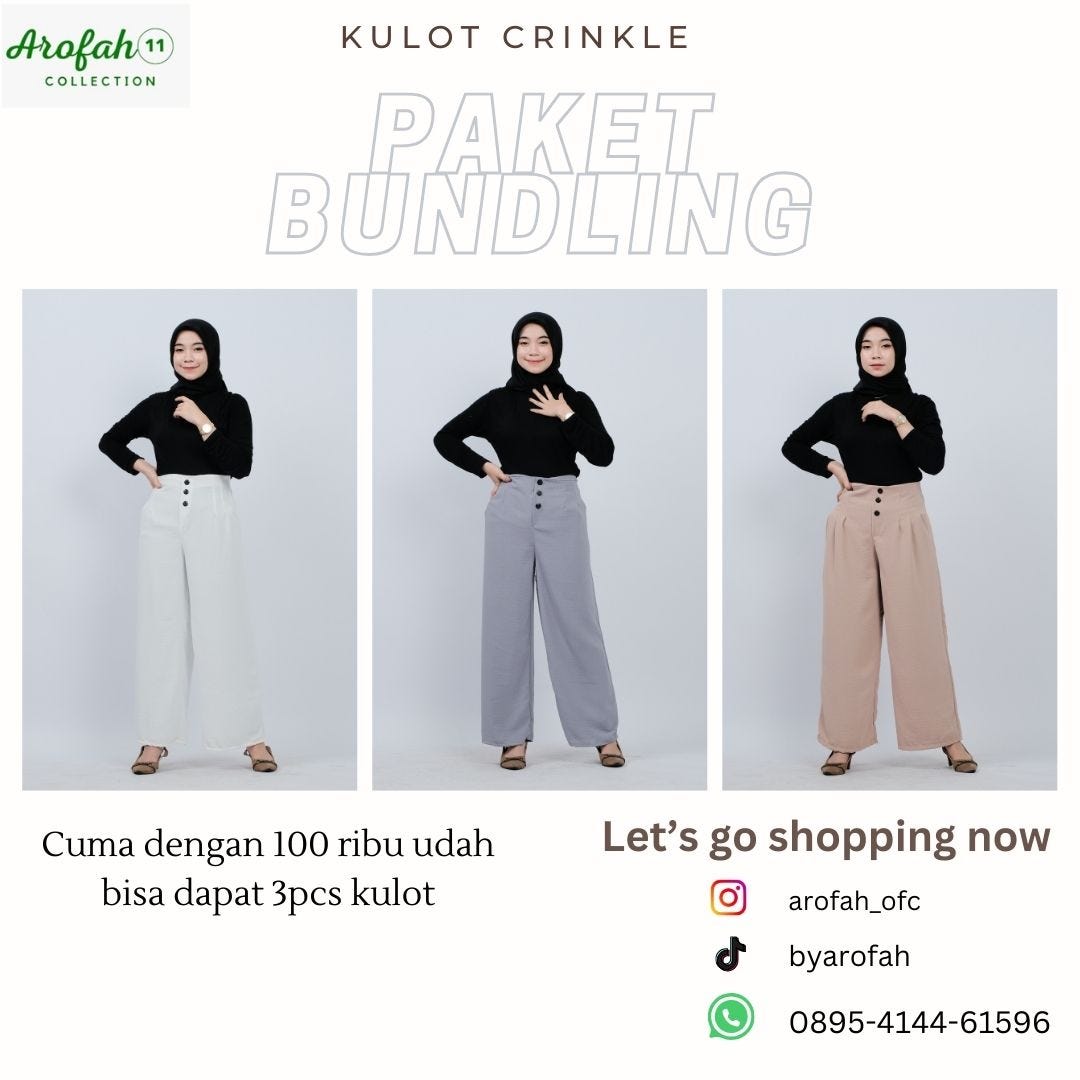 HARGA GROSIR!, WA 0895–4144–61596, Paket Bundling celana kulot by Arofah