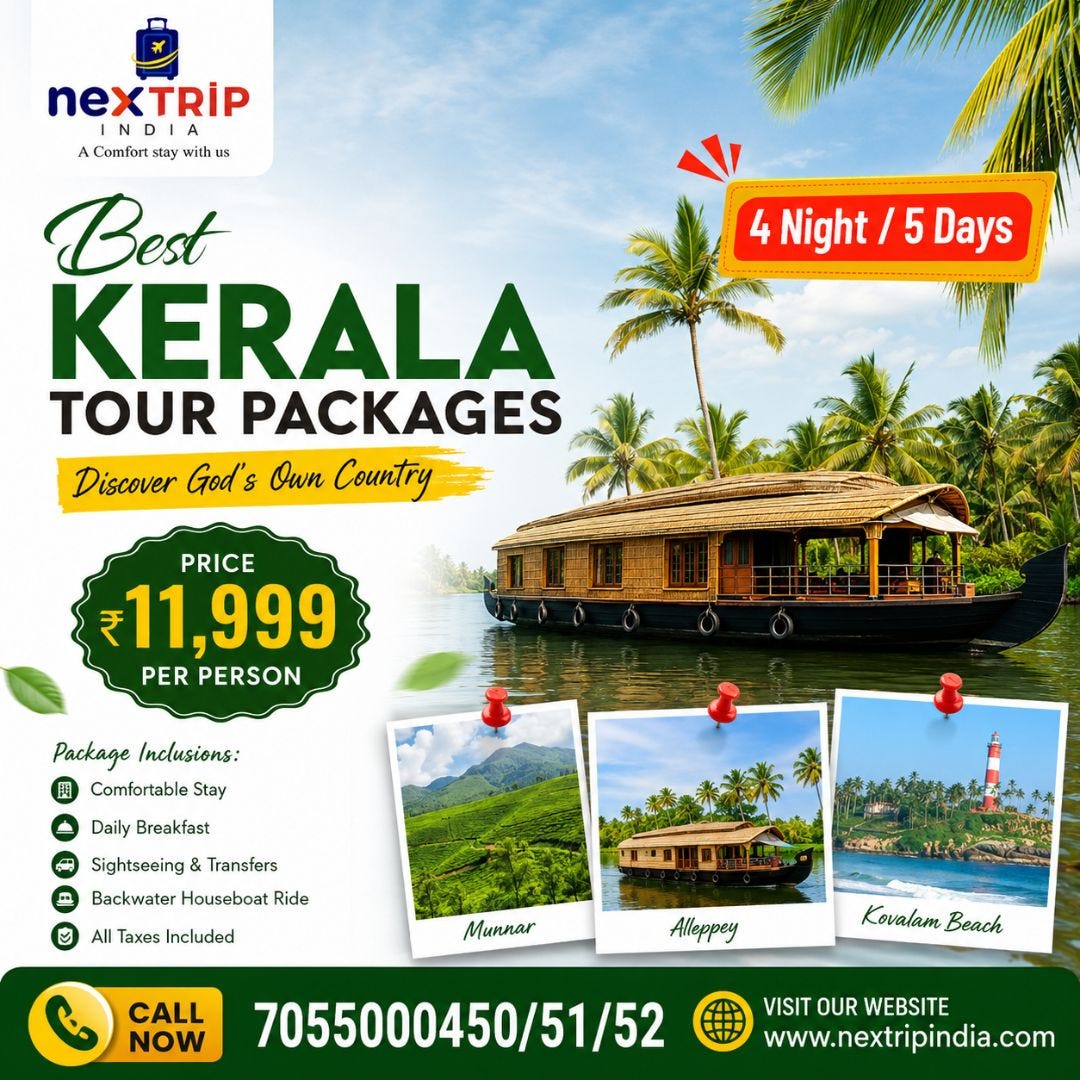 Kerala Tour Packages for Couples, Families and Groups — NexTripIndia.com