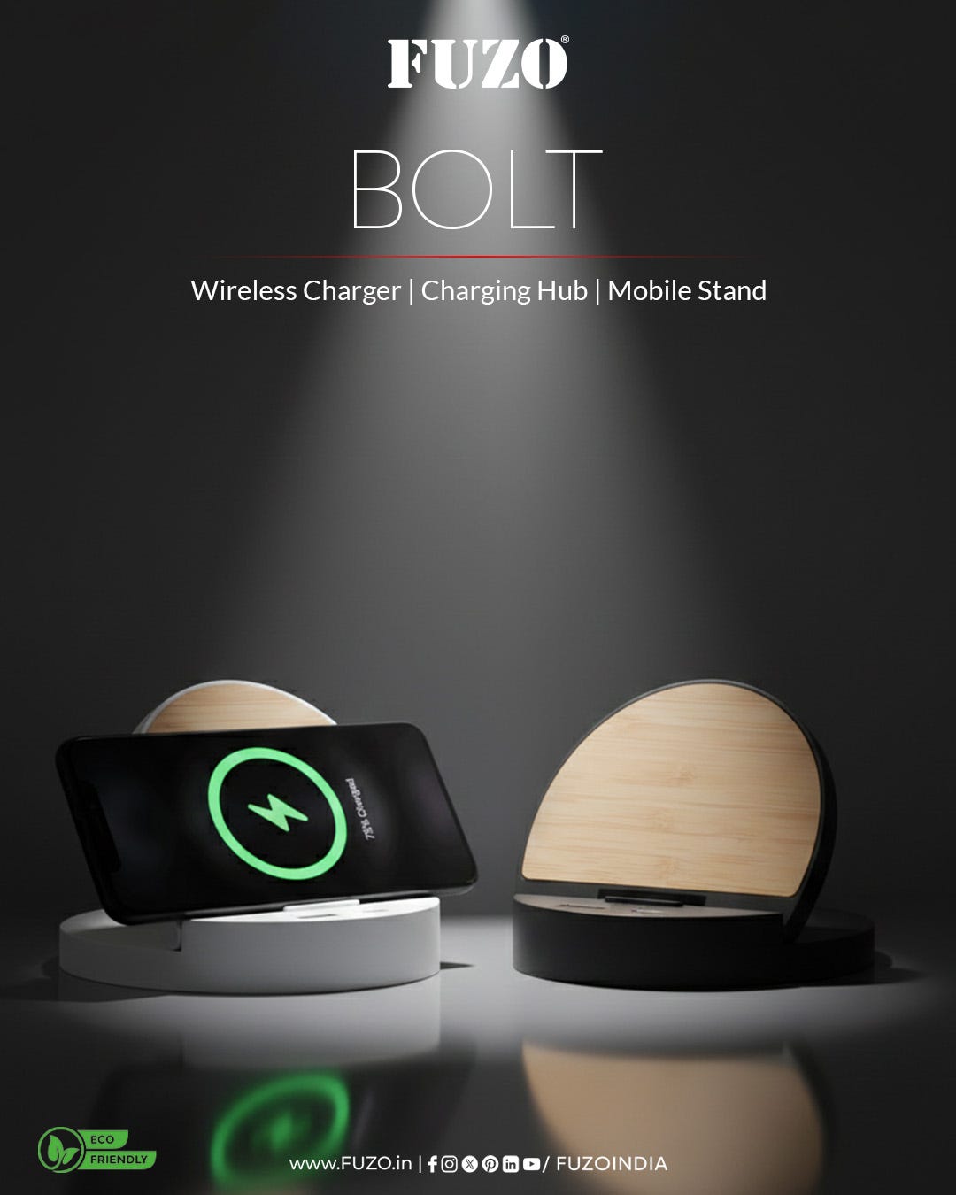 FUZO BOLT-Wireless Charger, Charging Hub & Mobile Stand