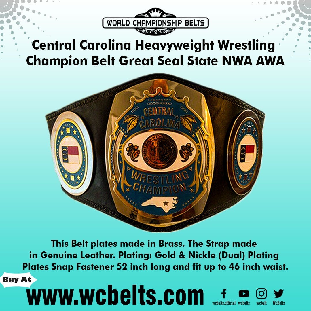 Central Carolina Heavyweight Wrestling Champion Belt Great Seal