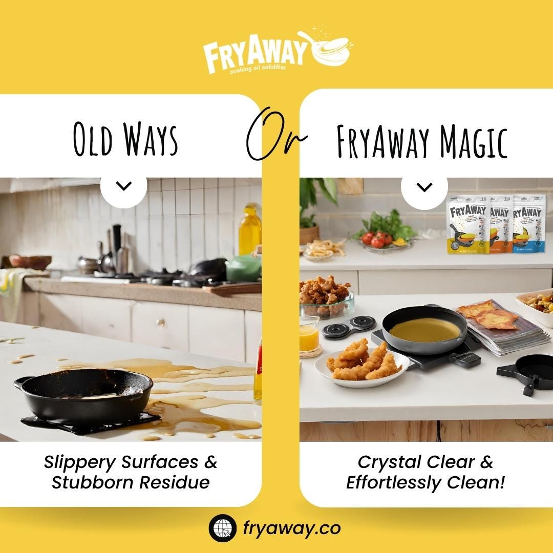 FryAway Pan Fry Waste Cooking Oil Solidifier Powder, Plant-Based