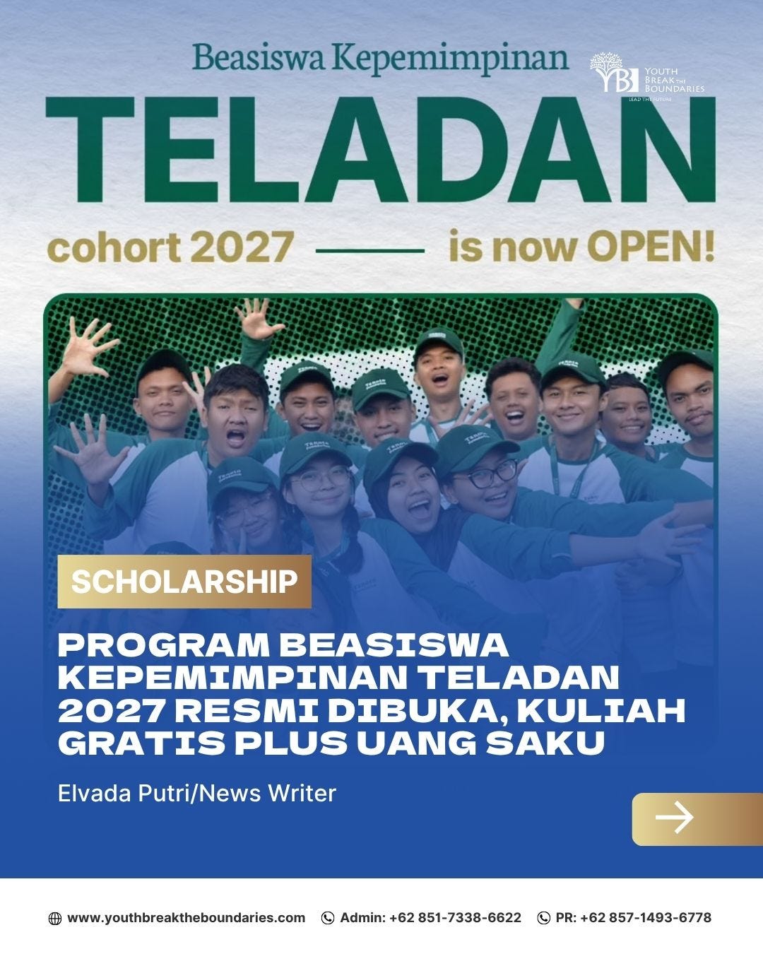 Program Beasiswa Kepemimpinan TELADAN 2027 Resmi Dibuka, Kuliah Gratis Plus Uang Saku
