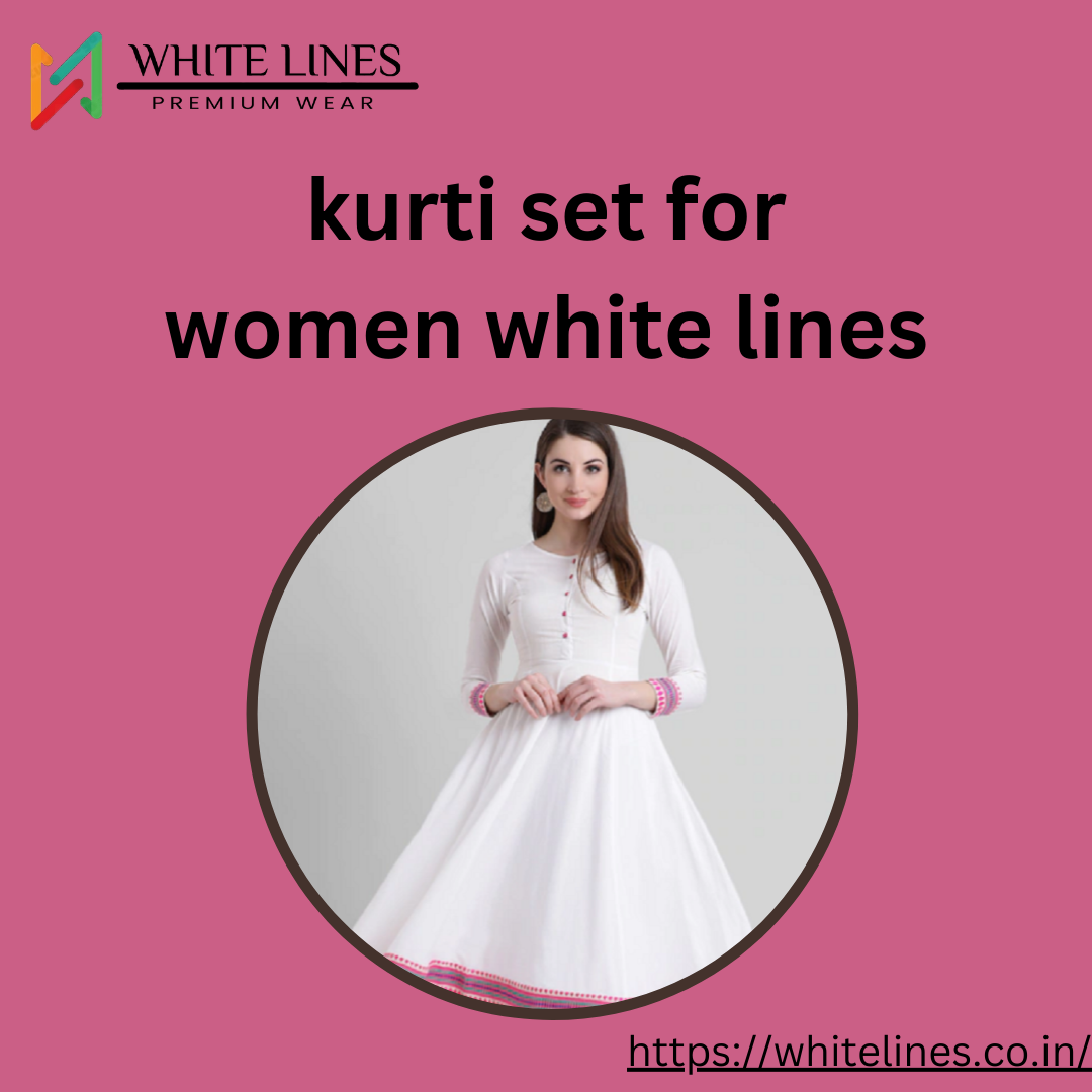 White Cotton Floral Printed A-Line Kurti Set for Women main image 1