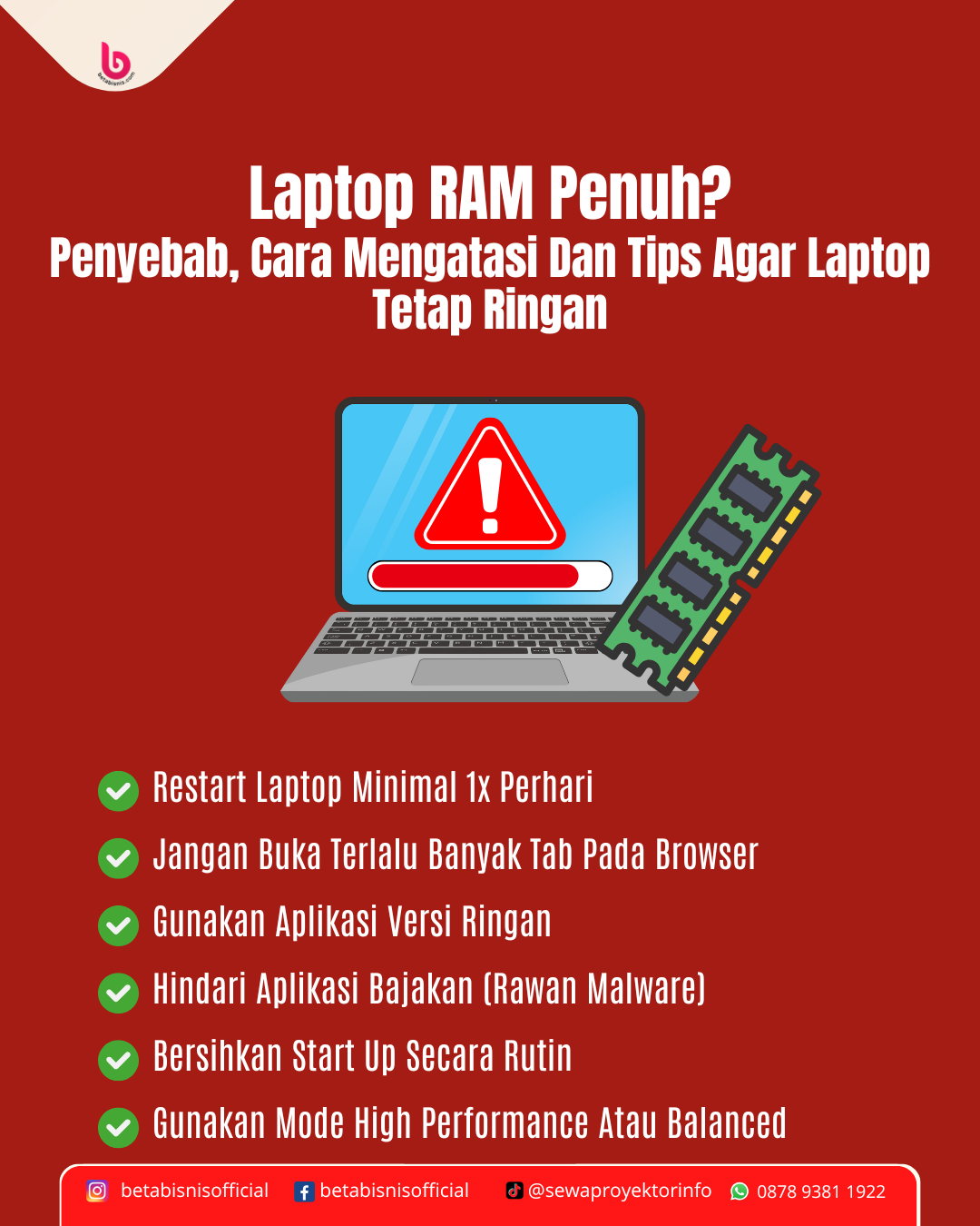 Laptop RAM Penuh? Penyebab, Cara Mengatasi, dan Tips Agar Laptop Tetap Ringan