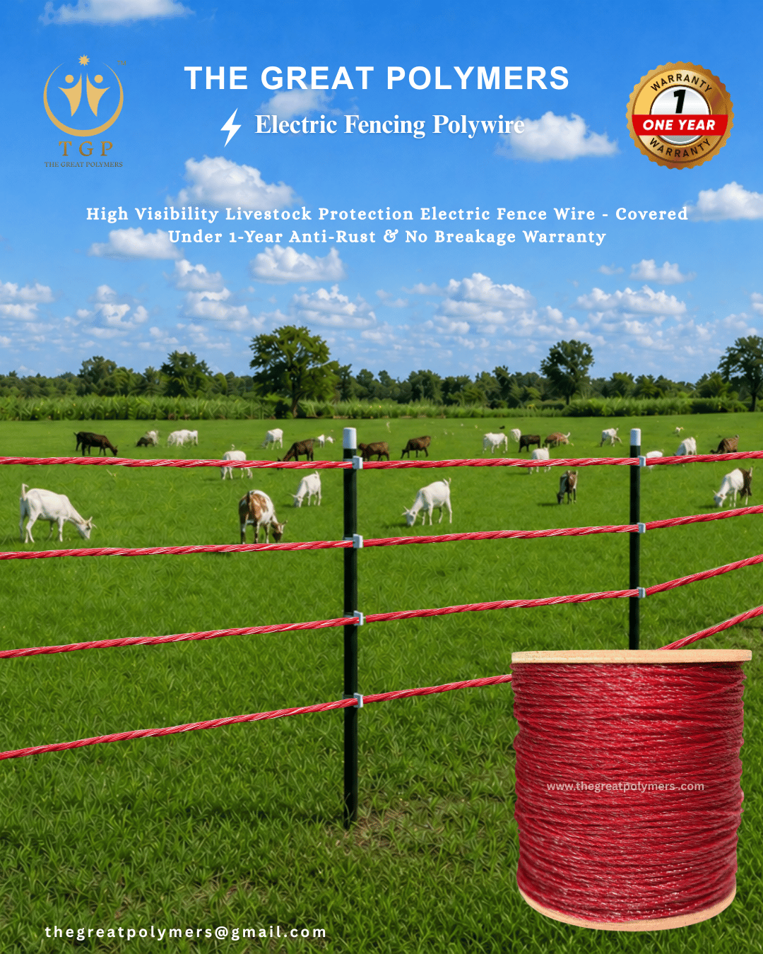 Advanced Animal Control Electric Fence Poly wire — UV Stabilized, Rust Proof and Covered Under…