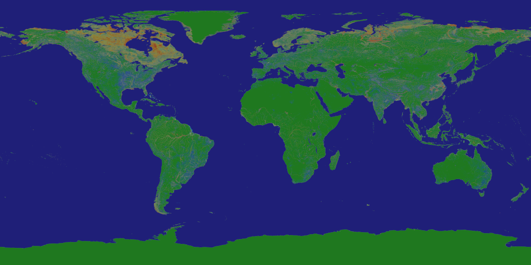The global coastal map at 10m resolution organised in 3°x3° tiles