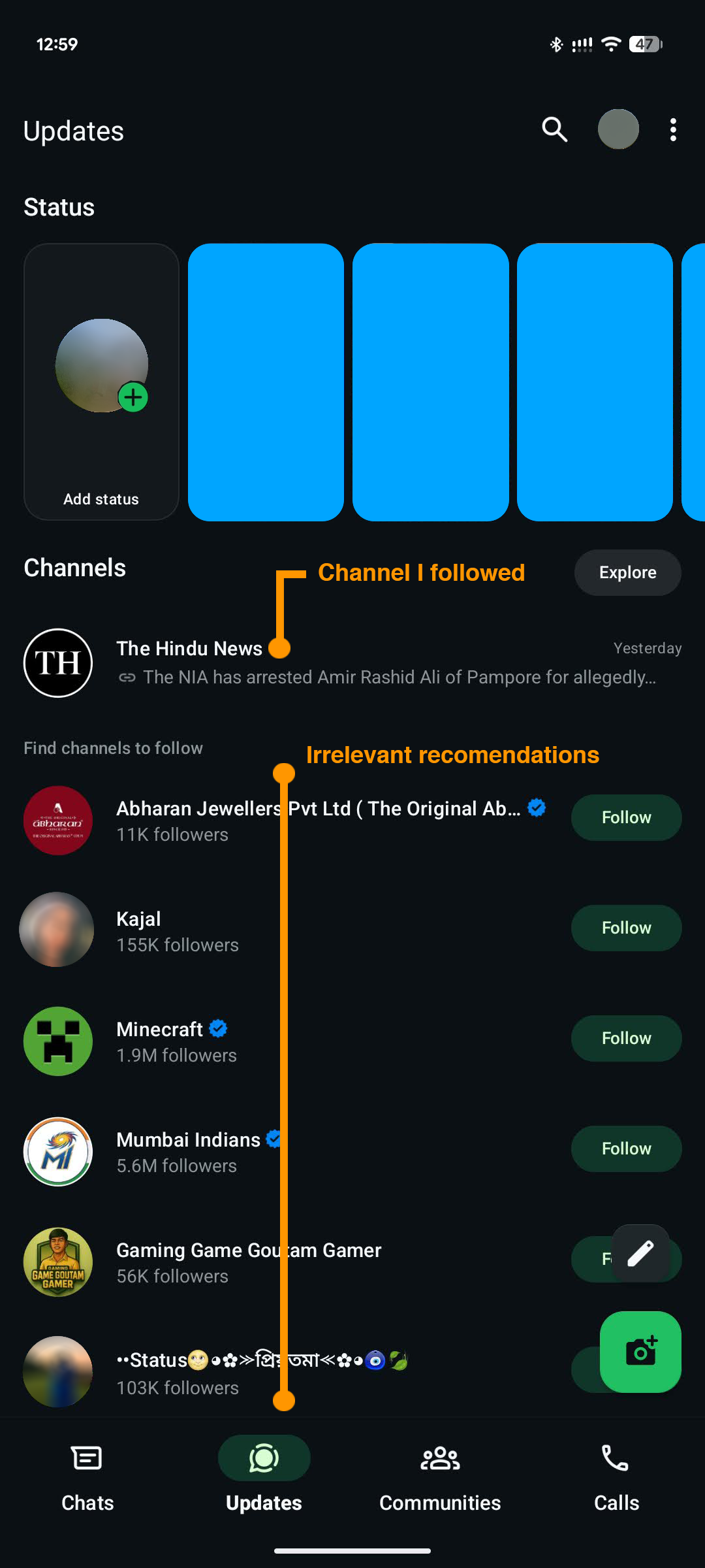 WhatsApp Channels UX