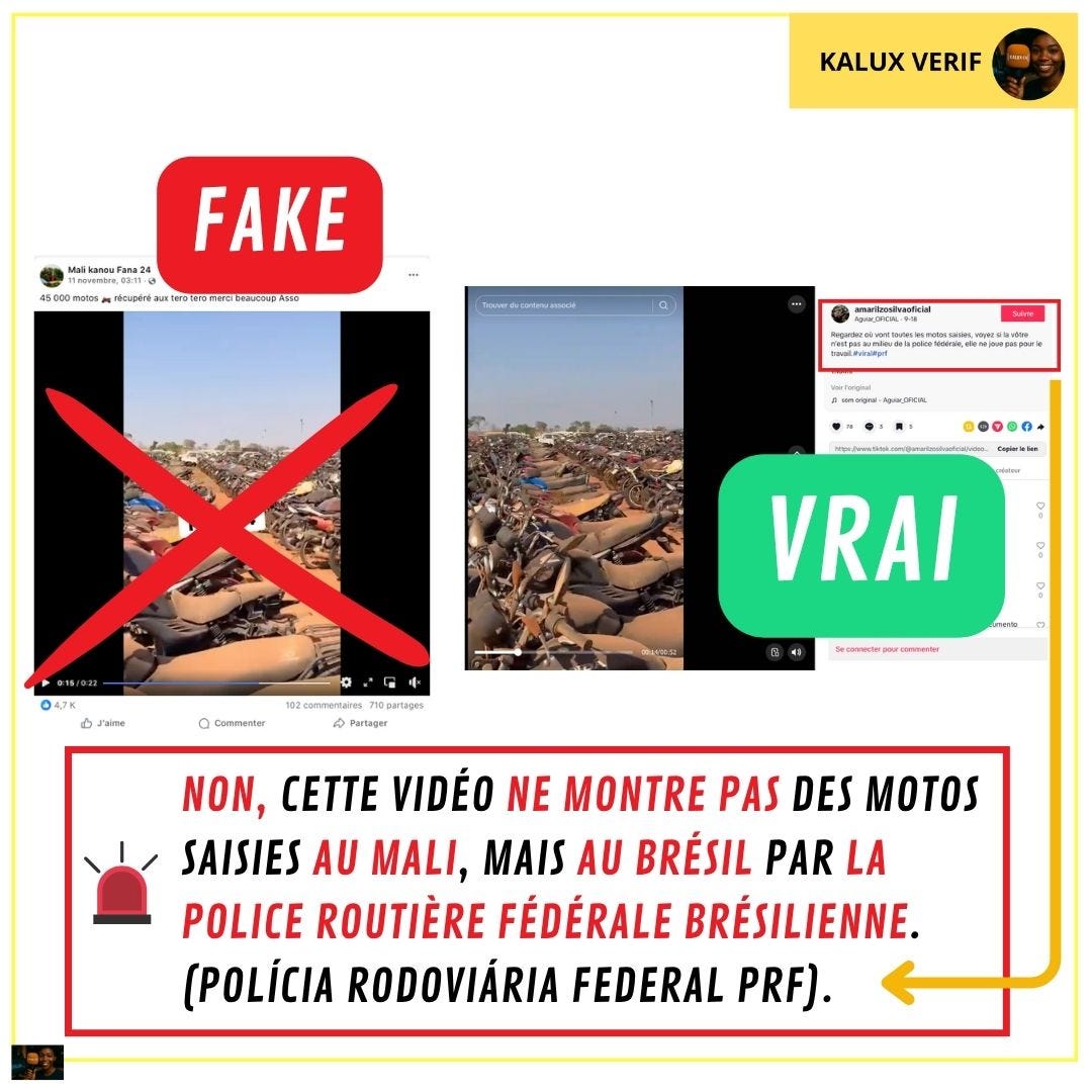 Non, cette vidéo ne montre pas des motos saisies au Mali, mais au Brésil par la police routière…