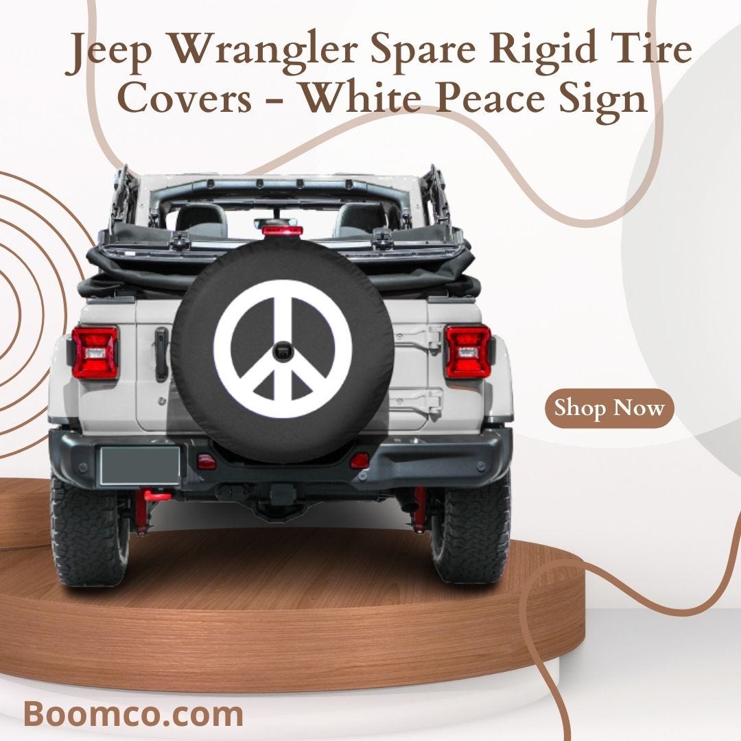 Jeep Wrangler Spare Rigid Tire Covers — White Peace Sign - Boomerang -  Medium