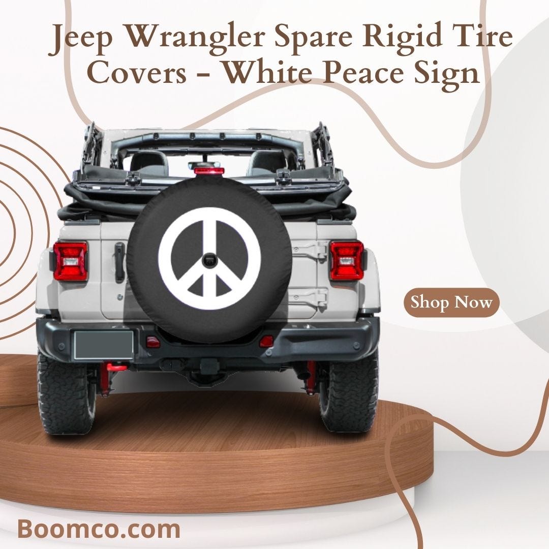 Jeep Wrangler Spare Rigid Tire Covers — White Peace Sign Boomrangg