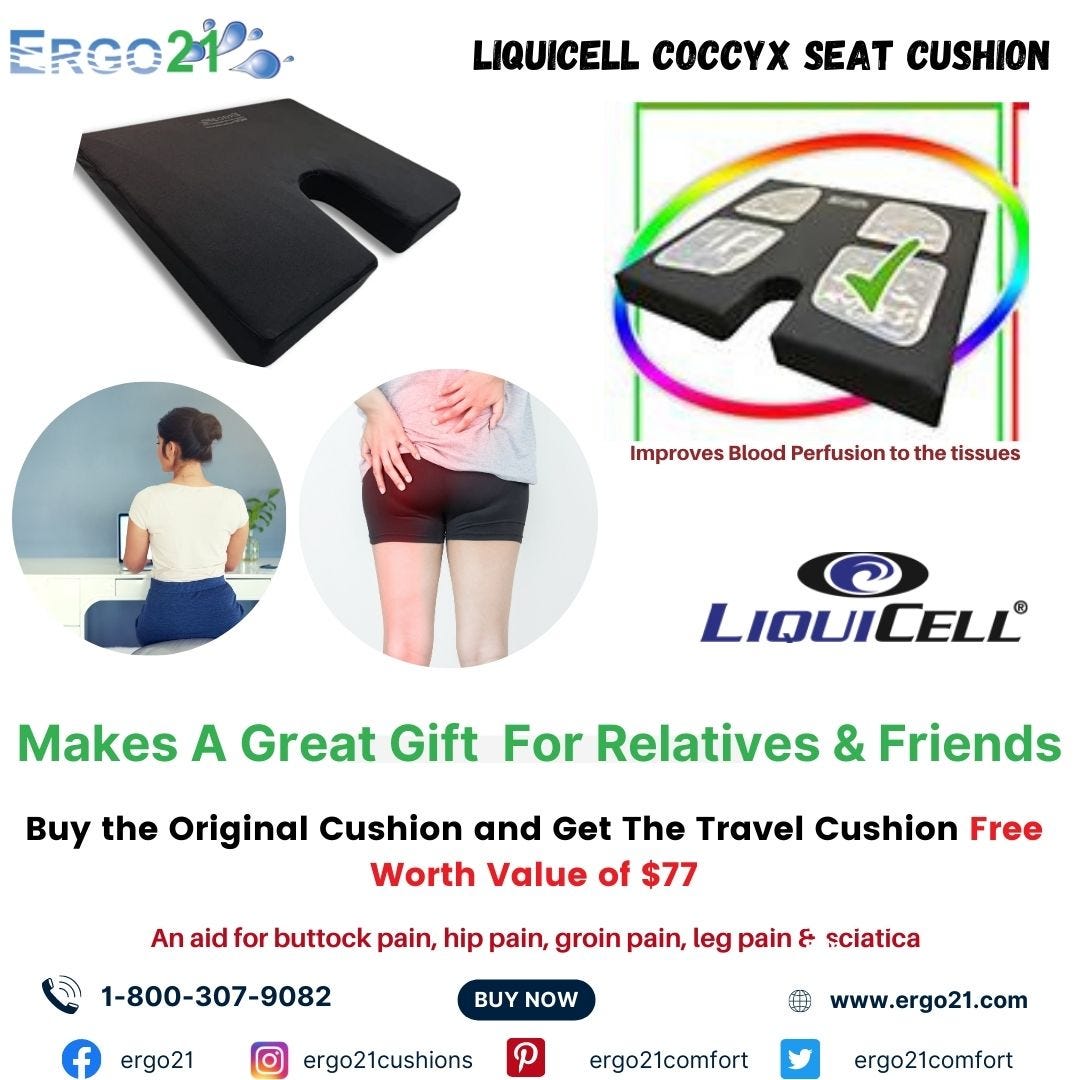 Ergo21 Coccyx Cushions Sit Comfortably & Painfree for Hours Ergo21