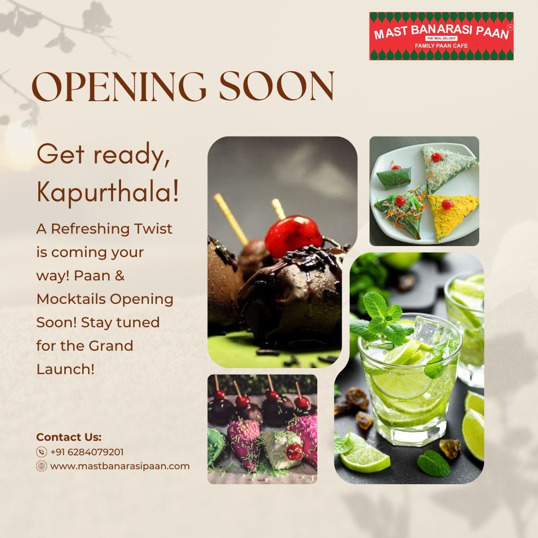 Savor the Authentic Flavors of Banarasi Paan at Mast Banarasi Paan Kapurthala