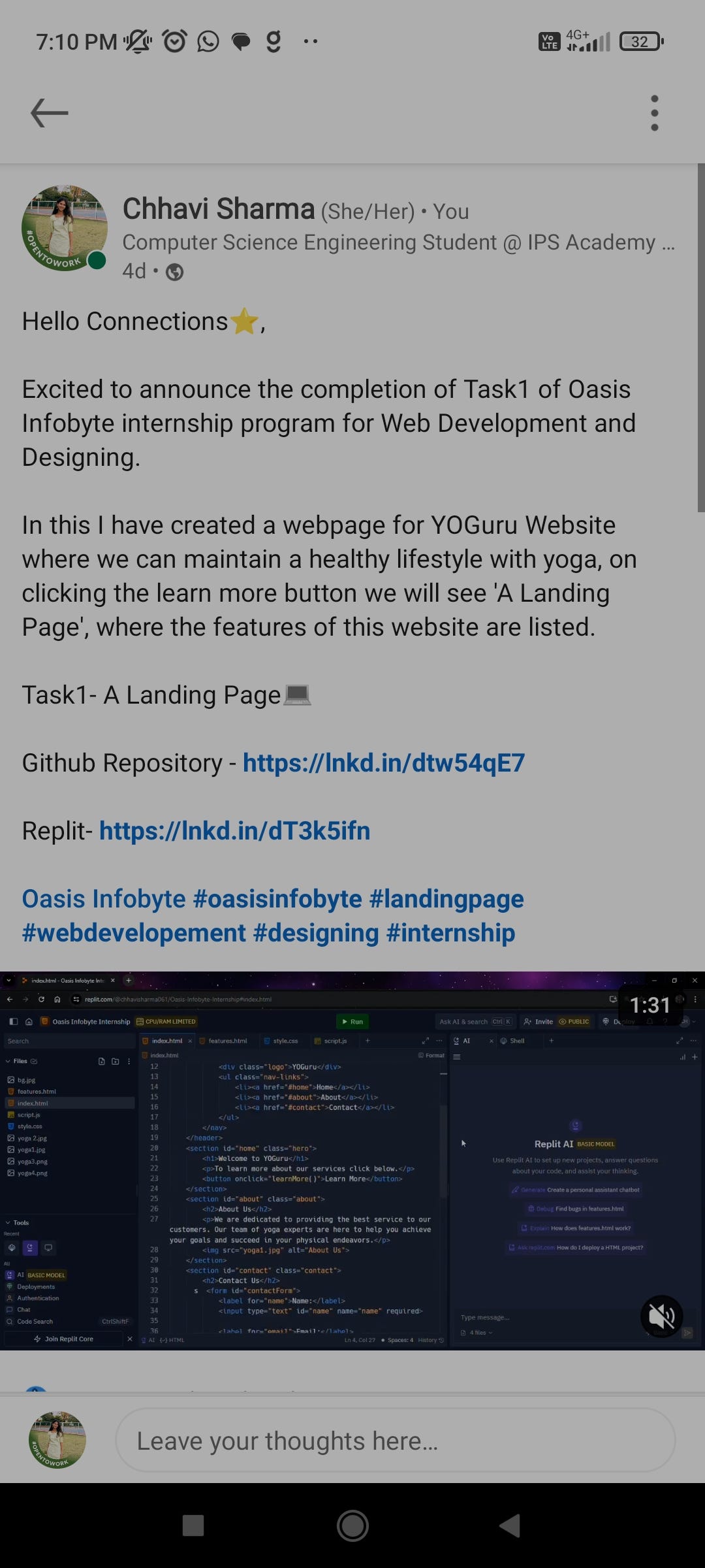 Internship Experience at Oasis Infobyte: A Journey in Web Development ...