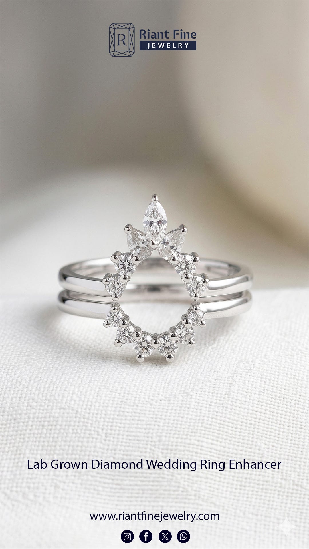 Lab Grown Diamond Wedding Ring Enhancer in 14K Gold | Bridal Ring Guard for Engagement Rings