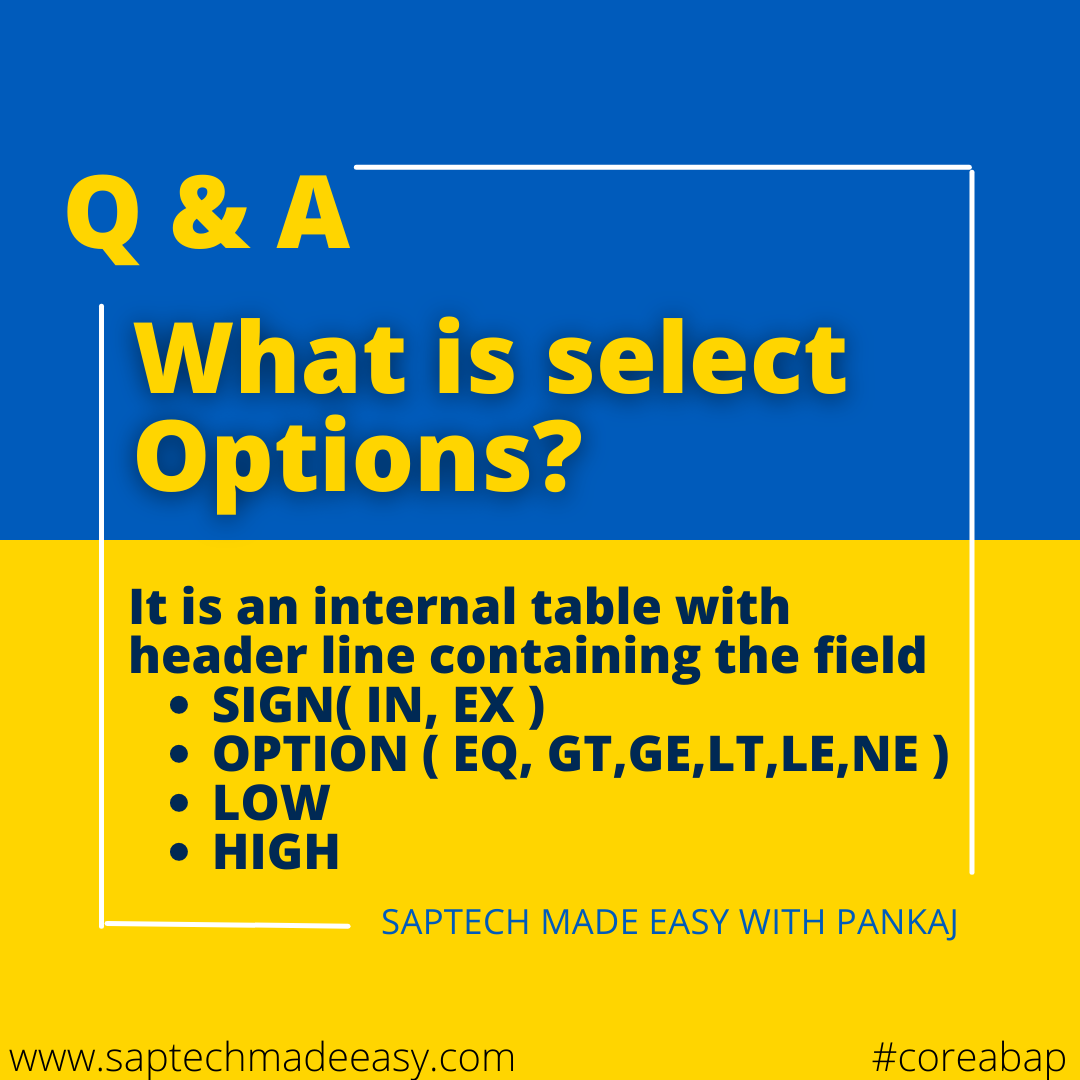 Select Option In Sap Abap