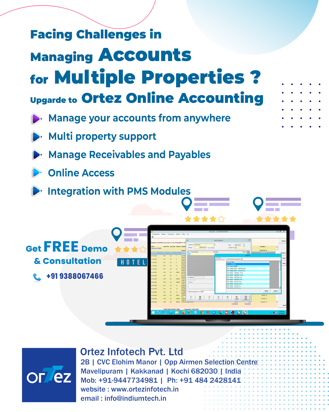 Managing accounts for multiple properties