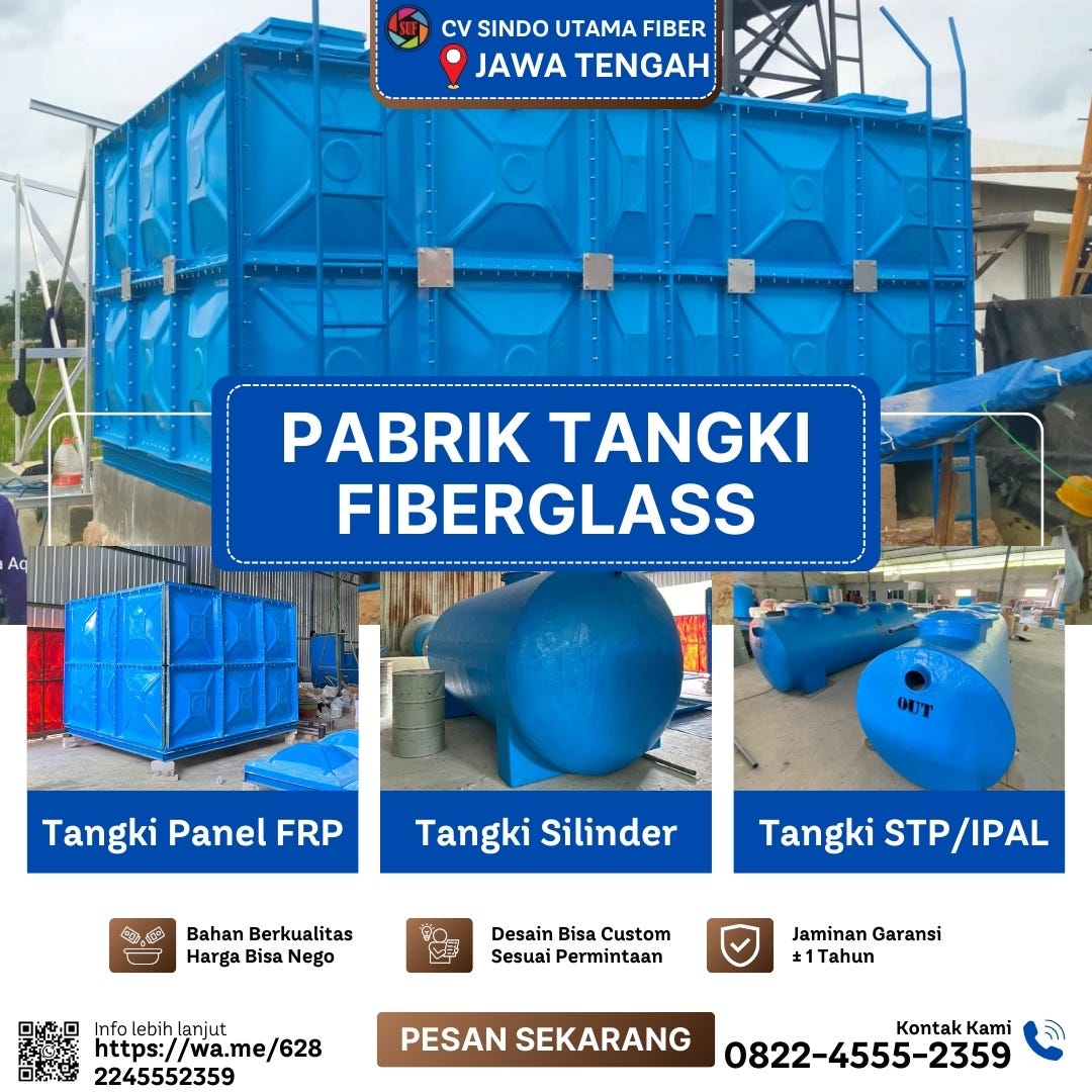 HP/WA 0822–4555–2359, BESTPRICE! Pabrik Tangki Fiberglass FRP MBG 3000 Liter Tegal Jawa Tengah