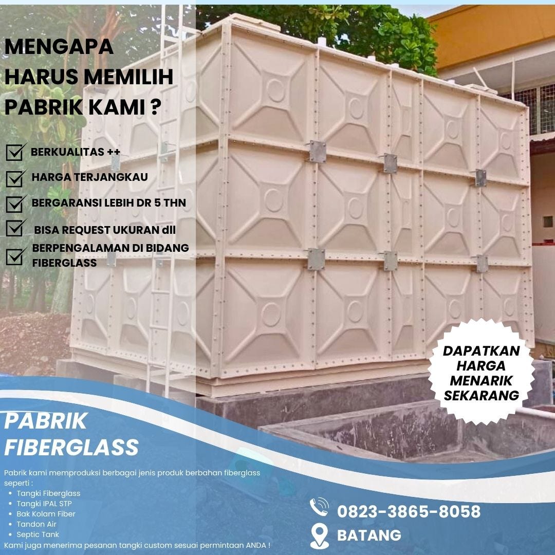 HP/WA : 0823–3865–8058, BERMUTU TINGGI ! Tangki Air Fiberglass FRP 4000 Liter di Batang Jateng