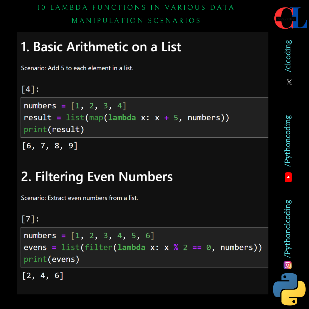 10 Lambda Functions in Various Data Manipulation Scenarios | by Python ...