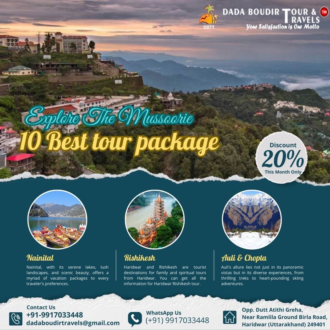 10 Best Mussoorie tour package 2024 by Dadaboudir tour & travel Medium