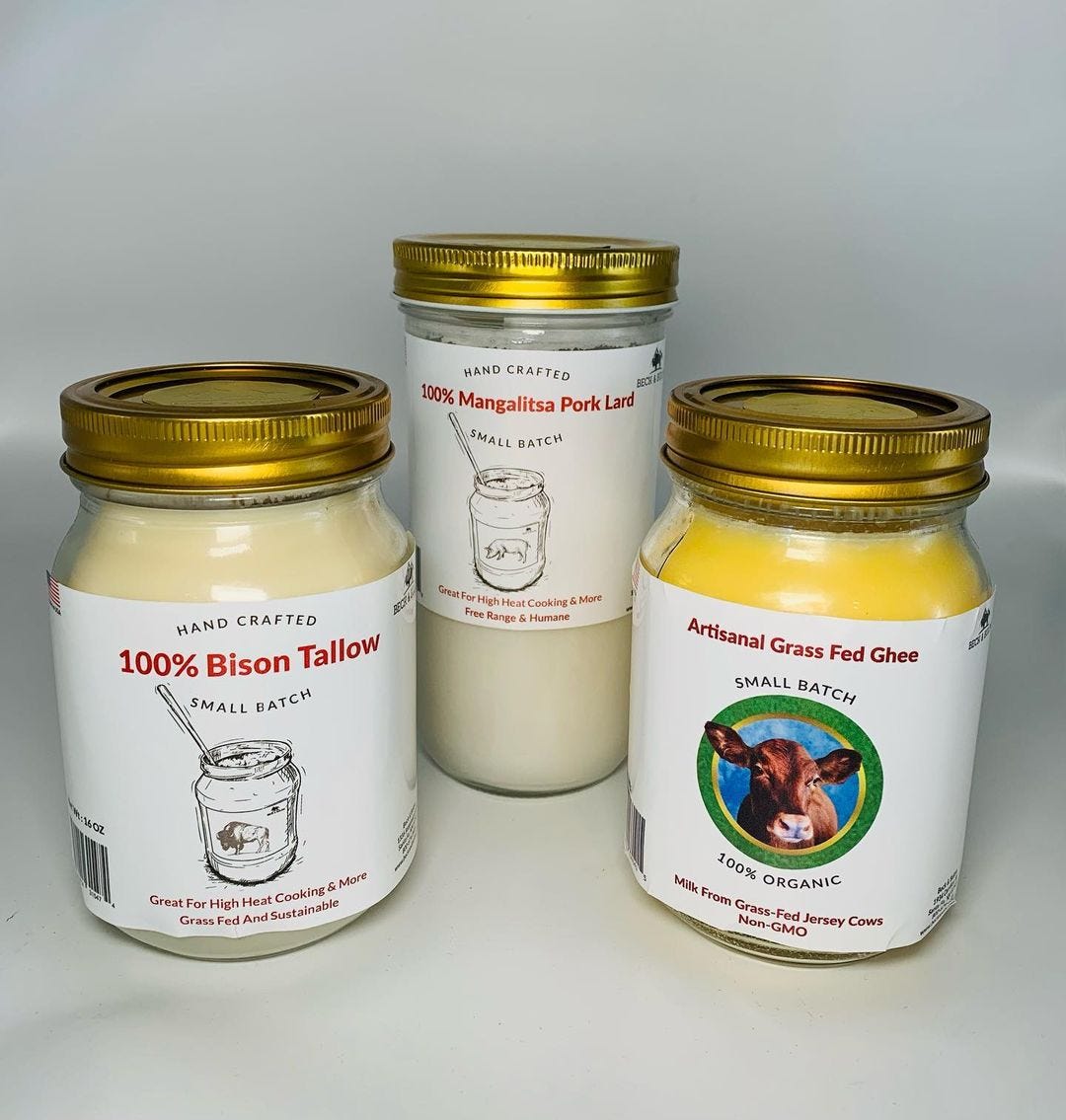 Bison & Beef Tallow, Lard & Ghee! Beck & Bulow Medium