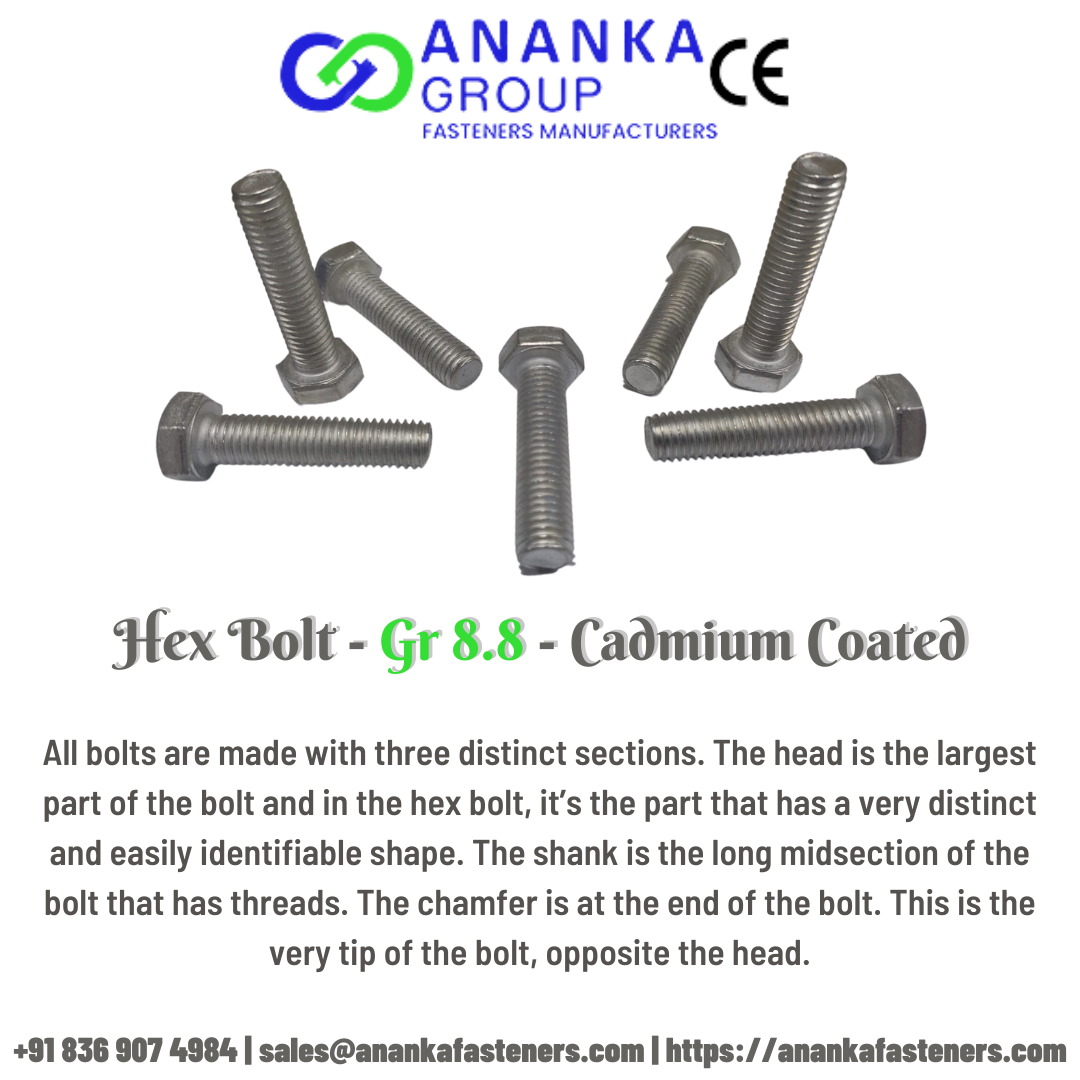 Hex Bolt — Gr 8.8 — Cadmium Coated — Ananka Fasteners by AnankaFastener Medium