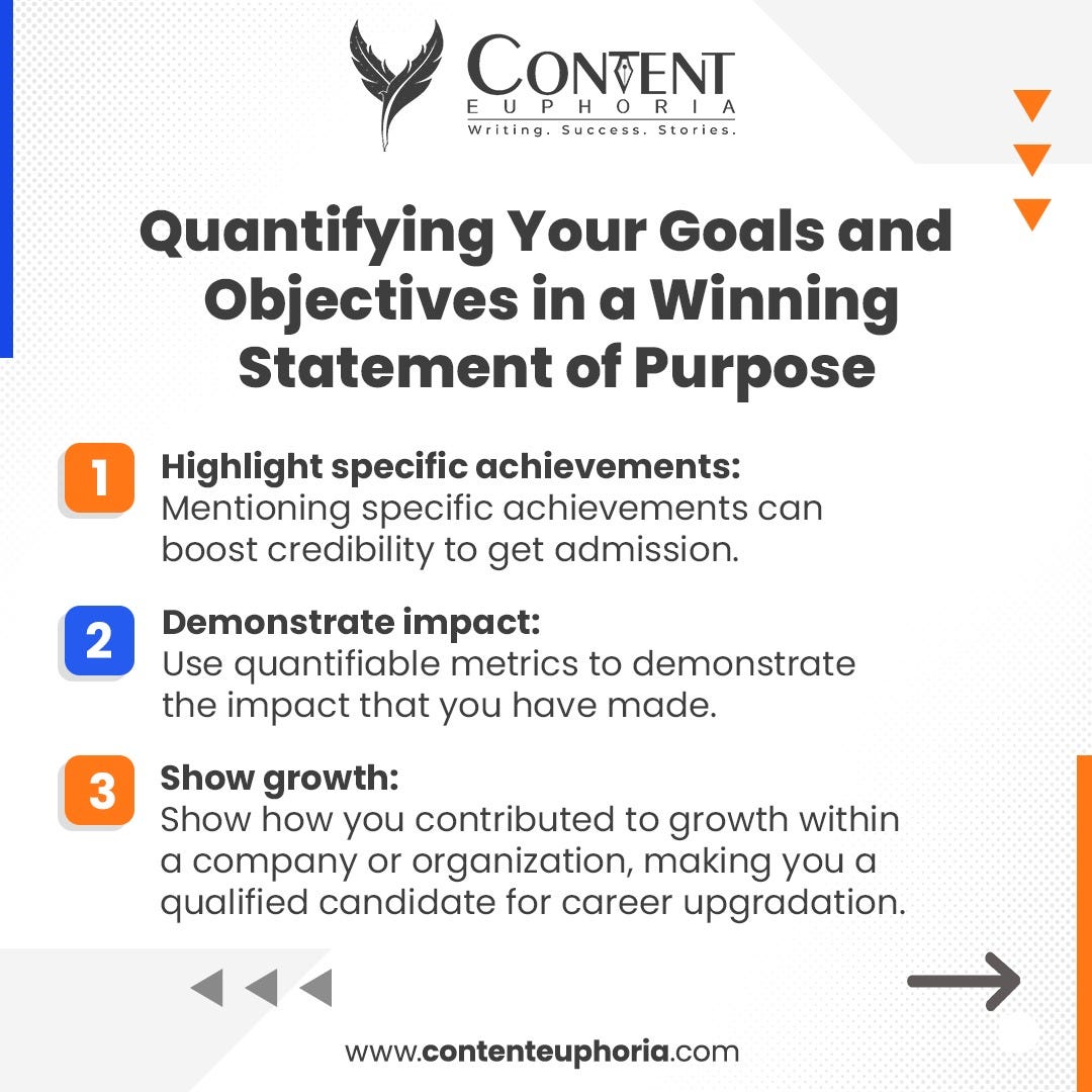 Winning Statement of Purpose Quantify Your Goals and Objectives by