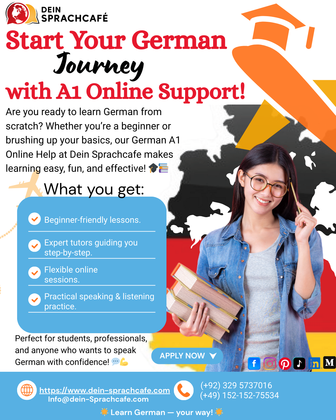 Start Your German Journey with A1 Online Support at Dein Sprachcafé 🌍