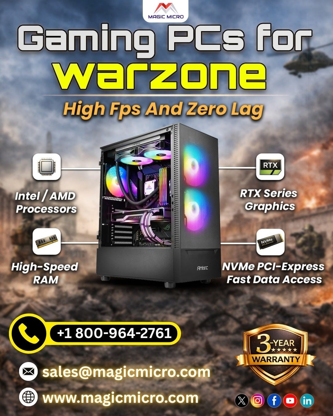 Gaming PCs for Warzone — Dominate with High FPS, Zero Lag | Magic Micro