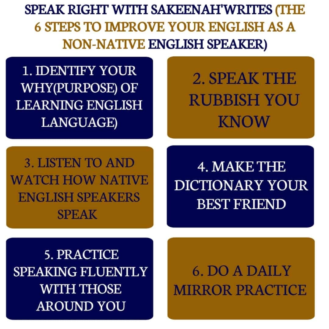 SPEAK right with SAKEENAH'WRITES 006(6 STEPS TO IMPROVE YOUR ENGLISH AS  NON-NATIVE ENGLISH… | by Sekinat Alawiye (Sakeenah Writes) | Medium
