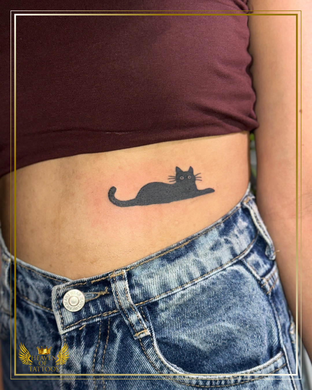 🐾 Black Cat Tattoo Design — Minimal, Mysterious & Full of Charm