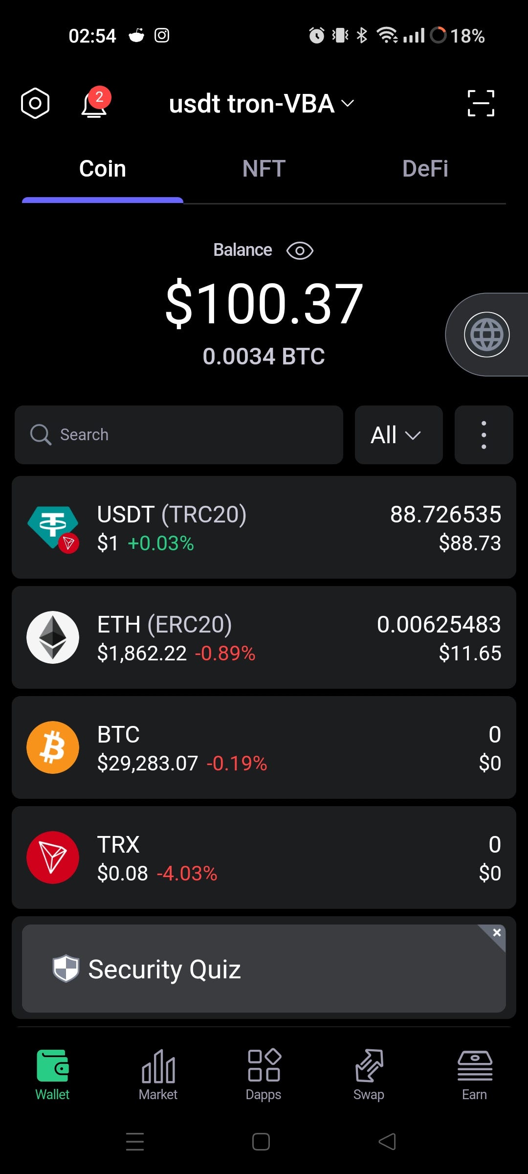 Passive 3 of Total USDT Balance. Payout Every 24h with daily