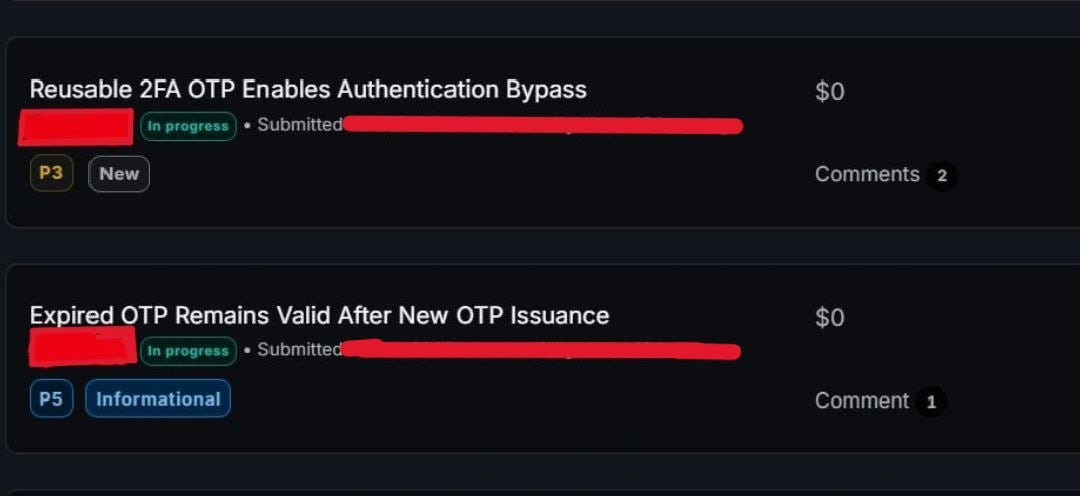 2FA Bypass via OTP Reuse Across Multiple Authentication Flows