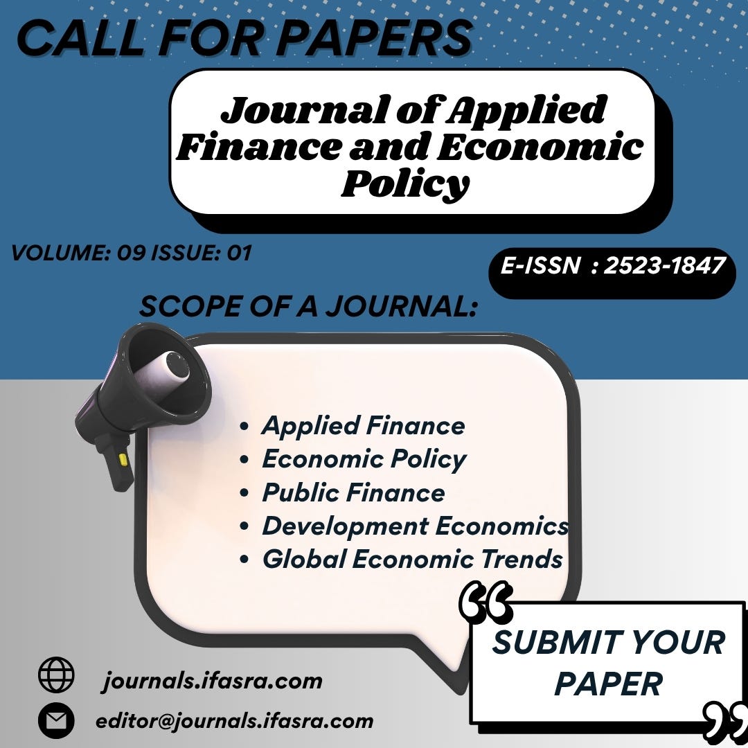 Call for Papers! The Journal of Applied Finance and Economic Policy (E ...