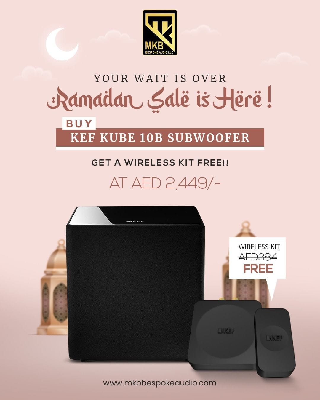 Buy KEF KUBE 10b SUBWOOFER and get a WIRELESS KIT FREE at AED 2,449 - MKB  Bespoke Audio - Medium