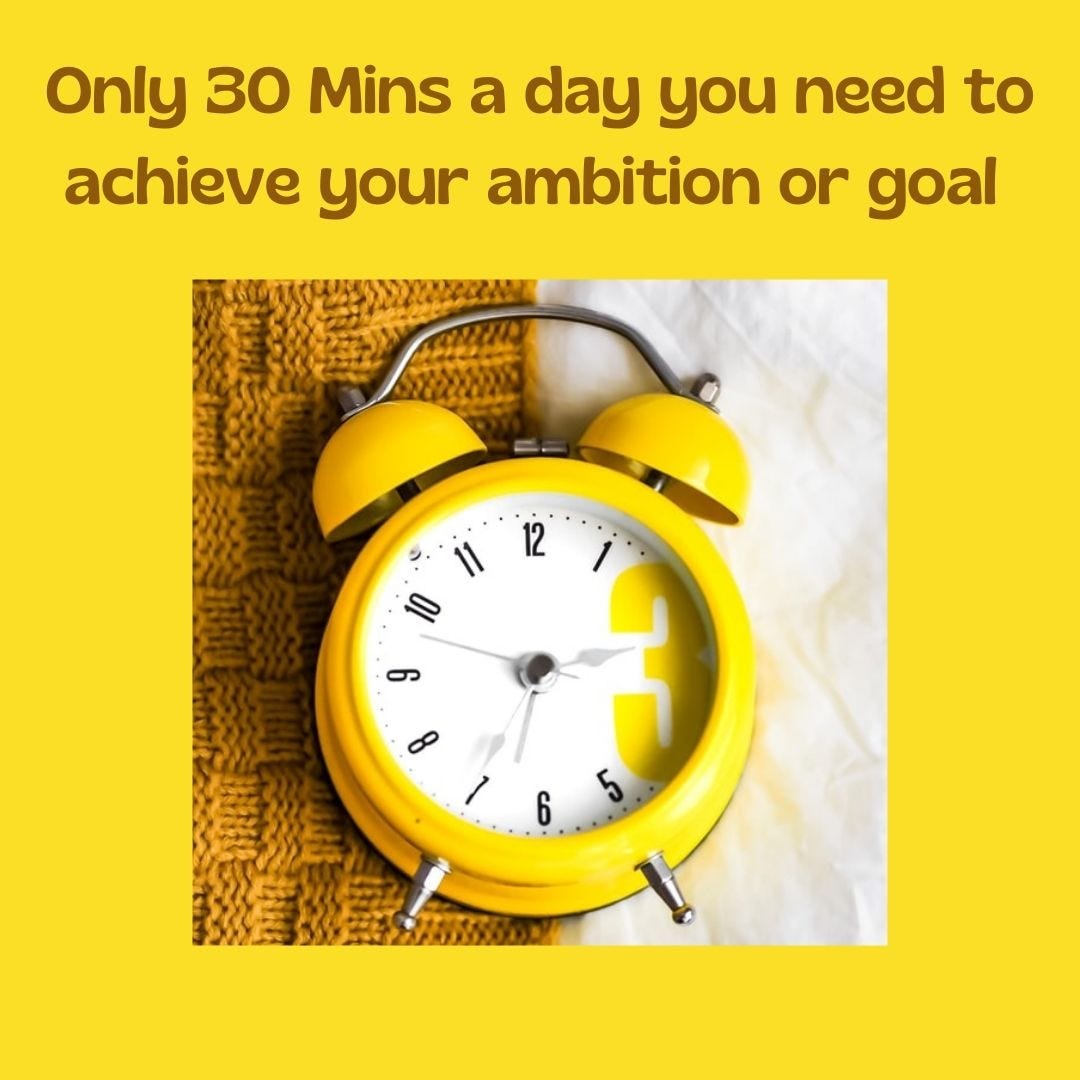 Achieve your Ambitions/Goals by just Spending 30 to 40 Mins a Day by