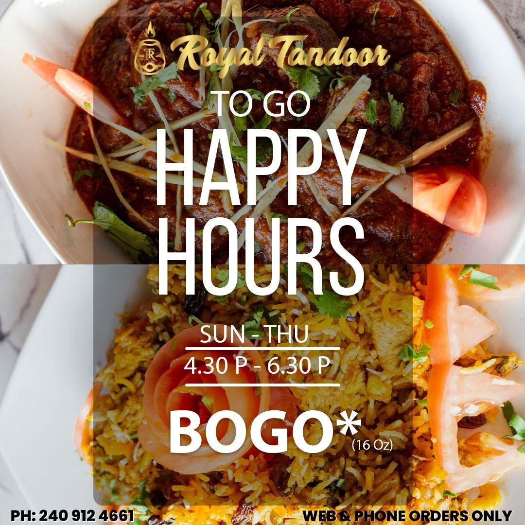 Royaltandoor’s Gaithersburg Happy Hour Specials by Royal Tandoor