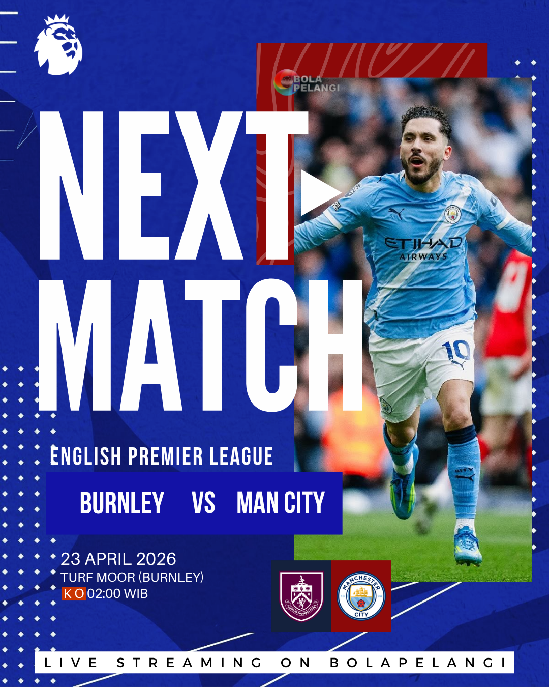 ENGLISH PREMIER LEAGUE: BURNLEY VS MAN CITY