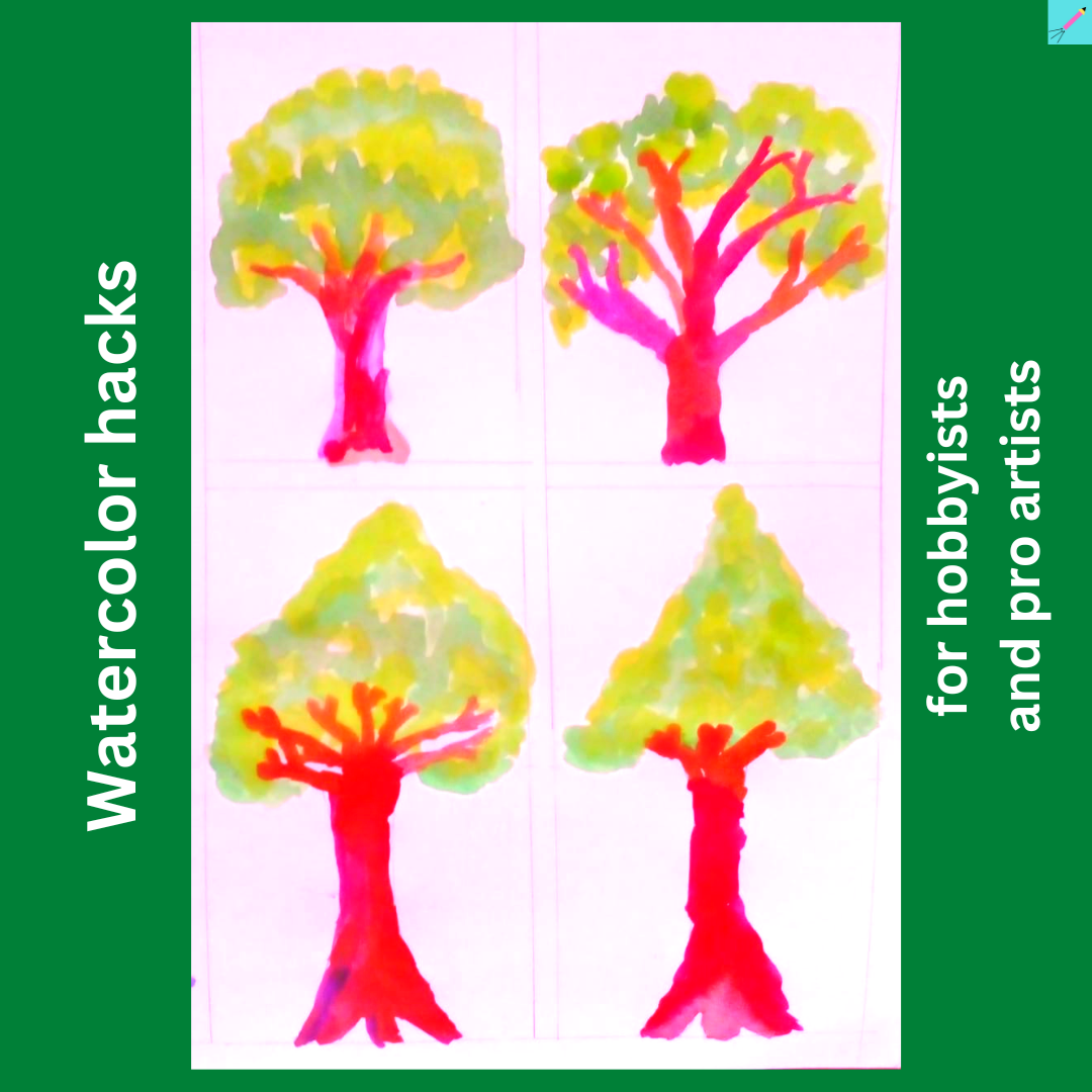 Easy trees with Brusho  Painting, Brusho, Watercolor paintings