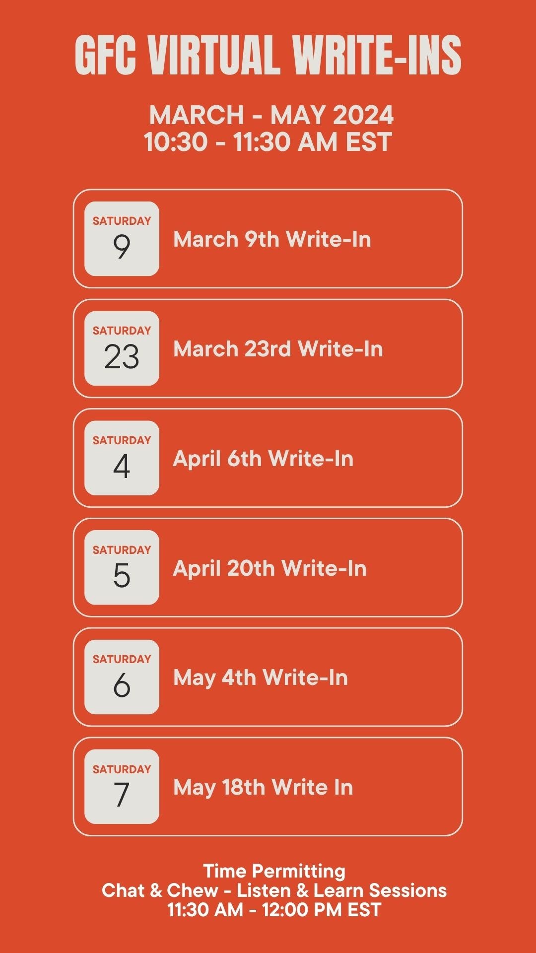 Glorious Raine Kicks off GFC’s Spring Write-In Season with a Live Reading