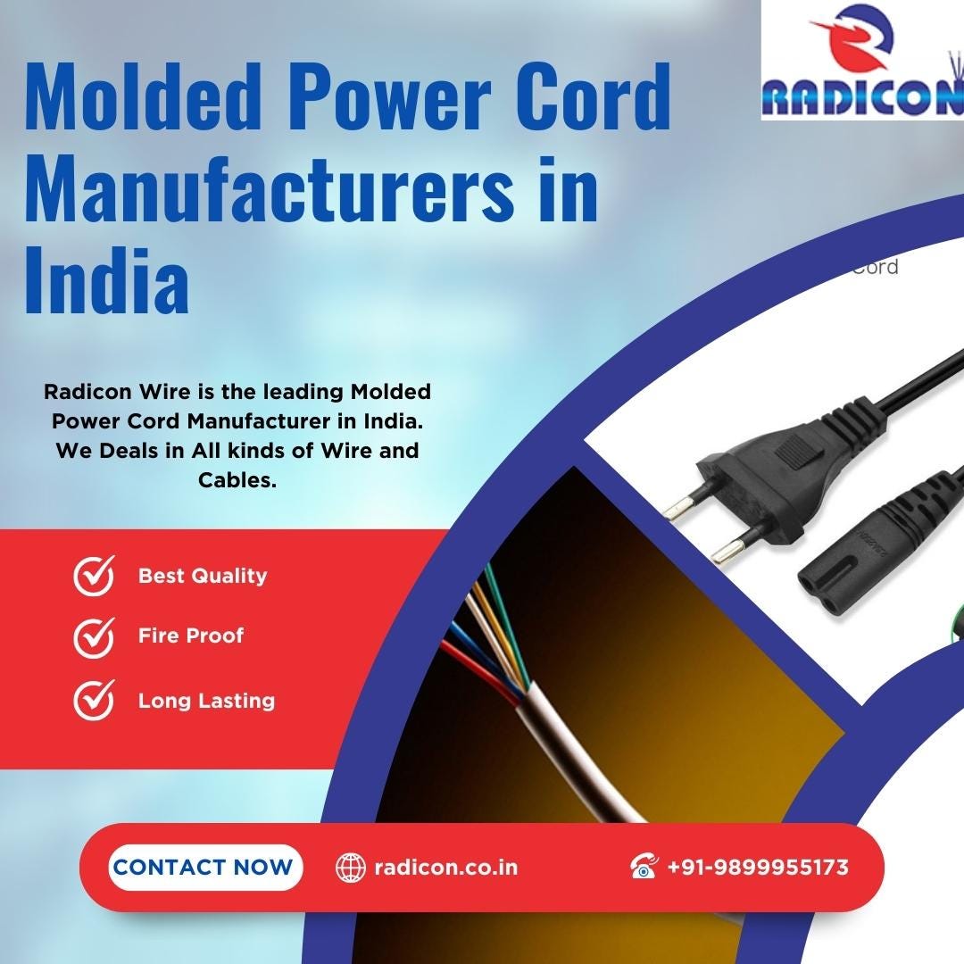 Molded Power Cord Manufacturers in India by Radicon Wire by Radicon