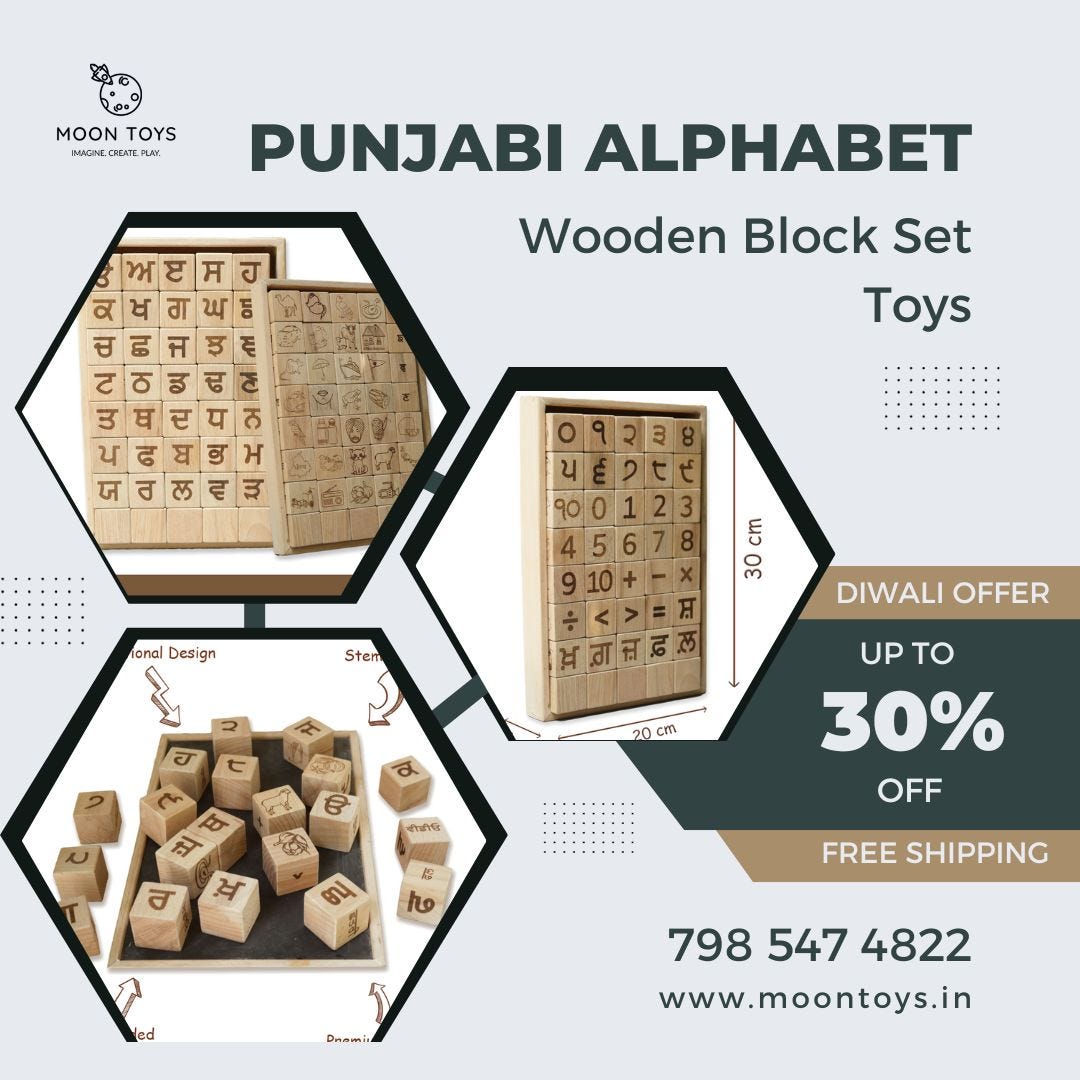 Diwali Offer — Punjabi Alphabet Wooden Block Set Toys by Moon Toys