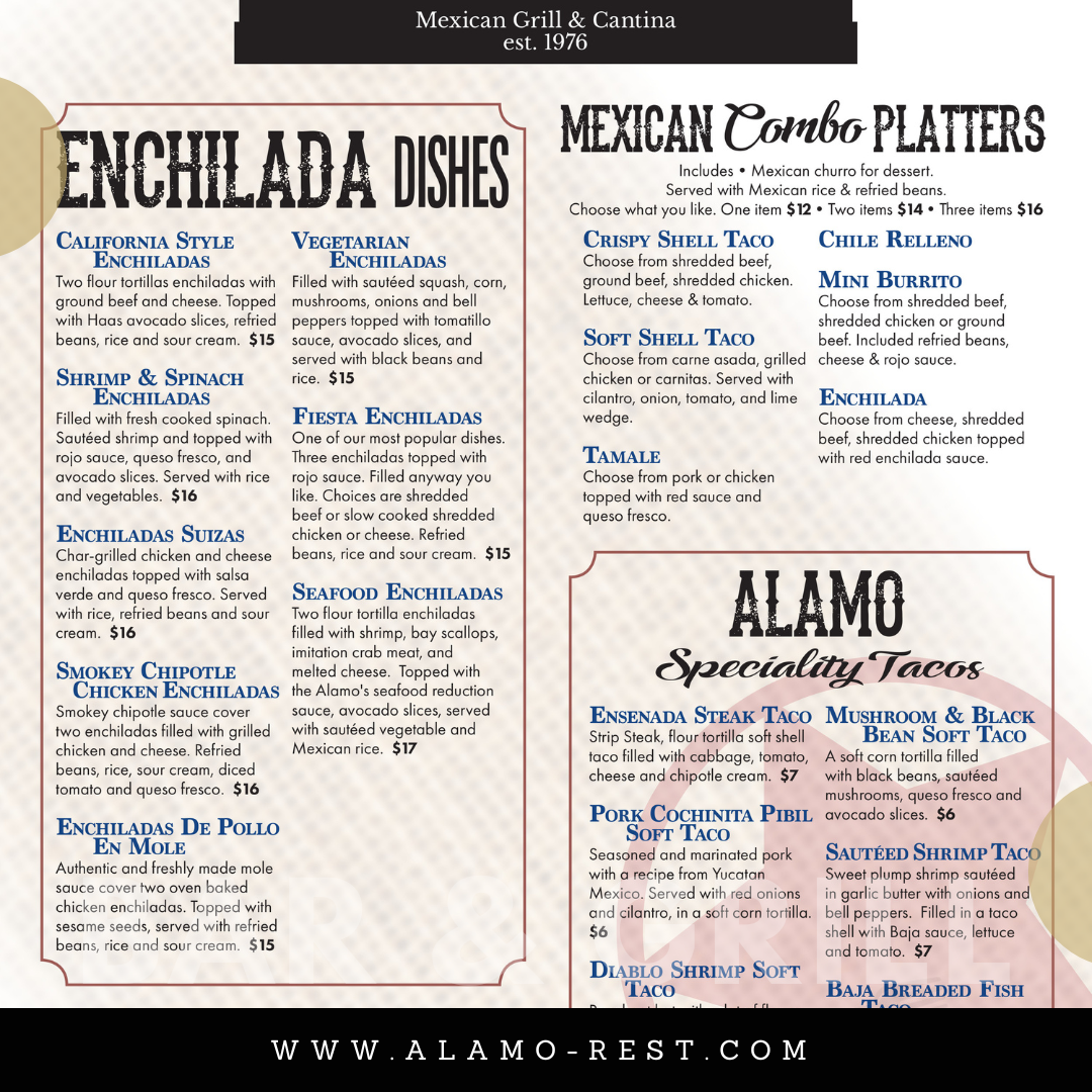 Our topnotch selection of Mexican classics will have your mouth