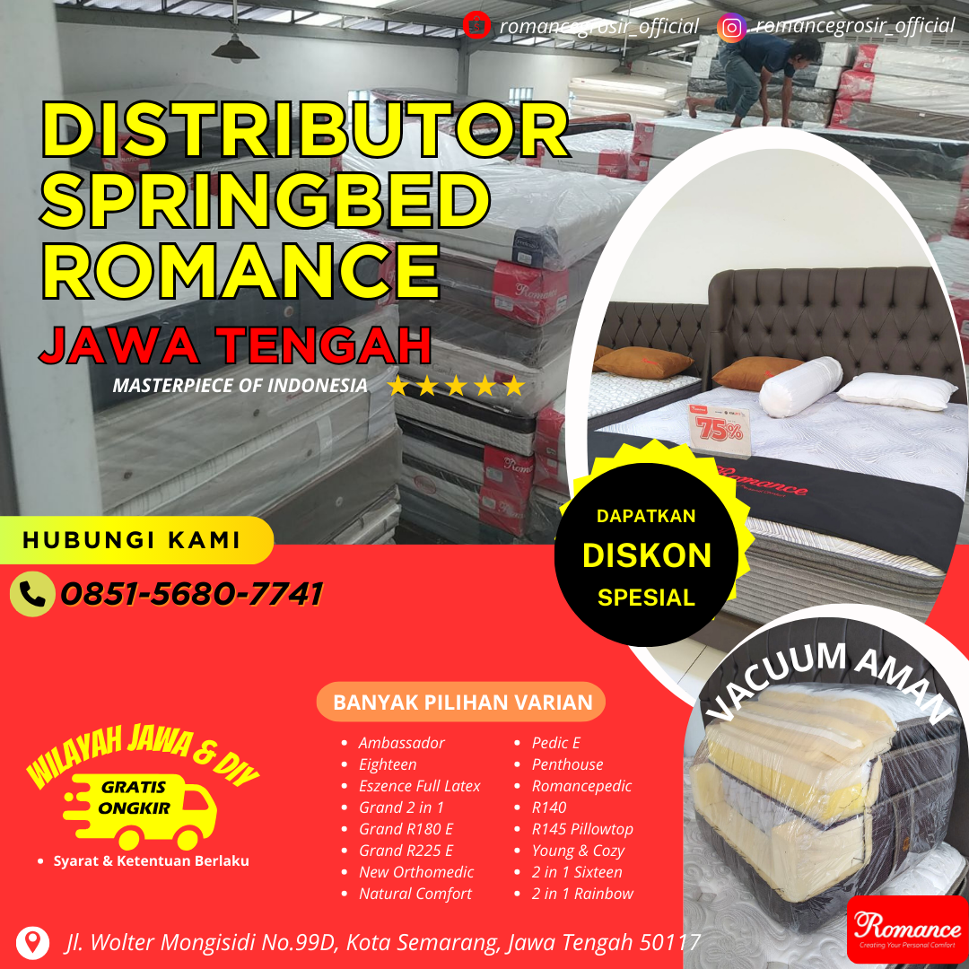 Kasur Ukuran 160x200 Semarang PALING DICARI Telp/WA 0851–5680–7741 Springbed Romance