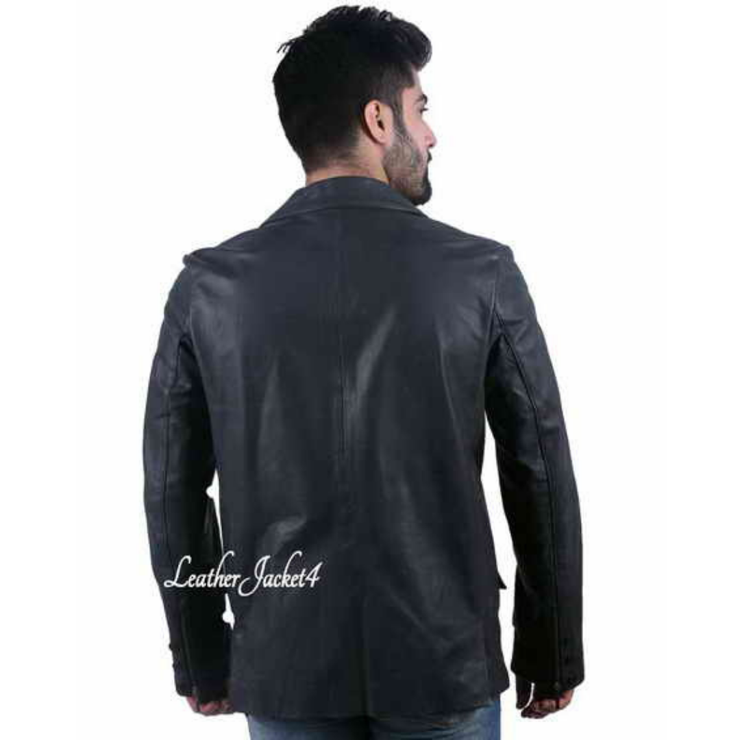 Jason Statham Black Leather Blazer - leather_jacket4 - Medium