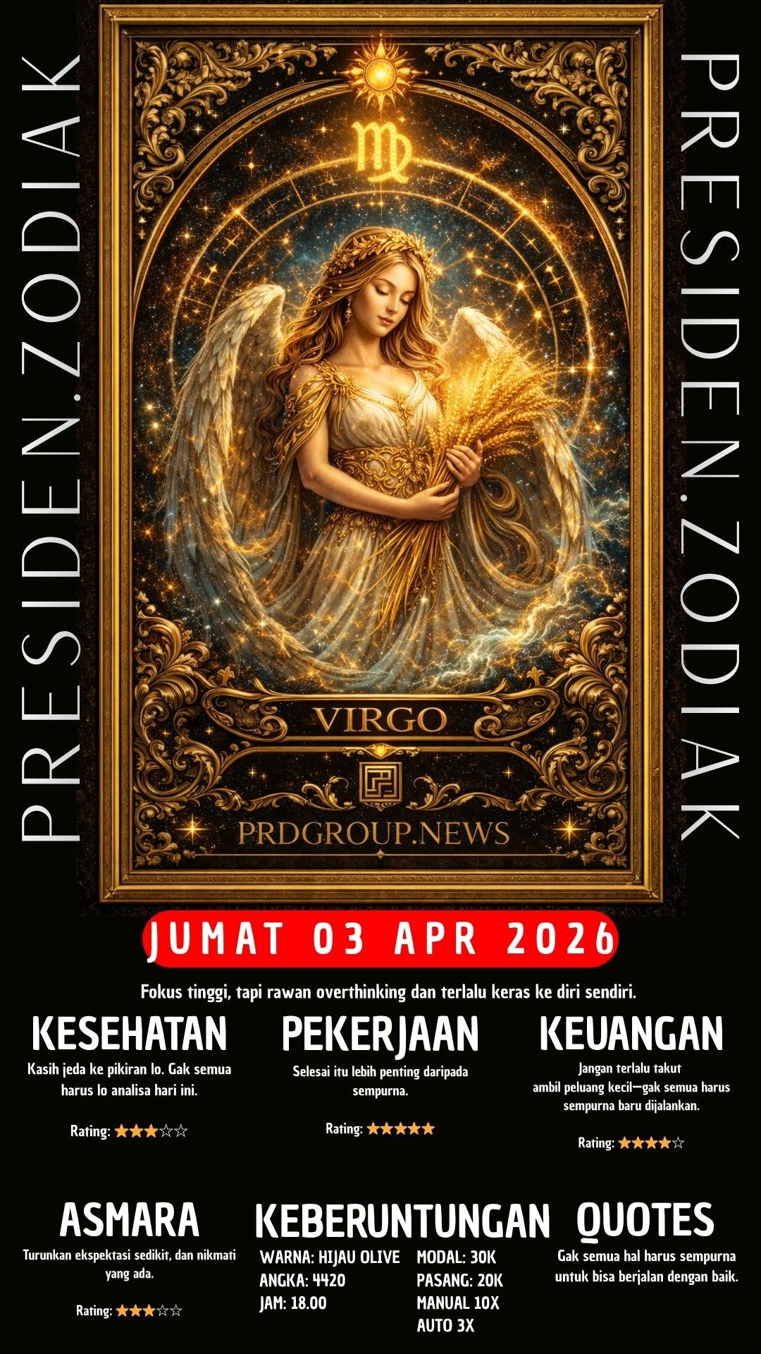 Ramalan Zodiak Virgo Hari Ini (03 April 2026)