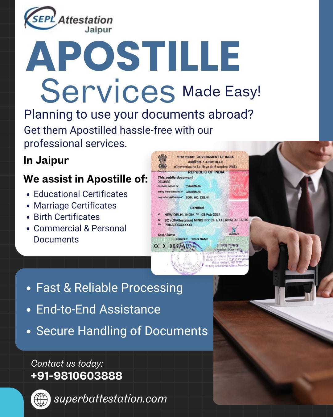 Get Documents Apostille in Jaipur | MEA Authorised