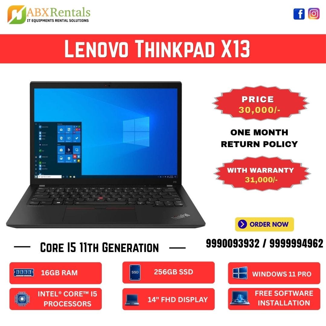 Lenovo ThinkPad X13 Laptop on Sale in Delhi NCR