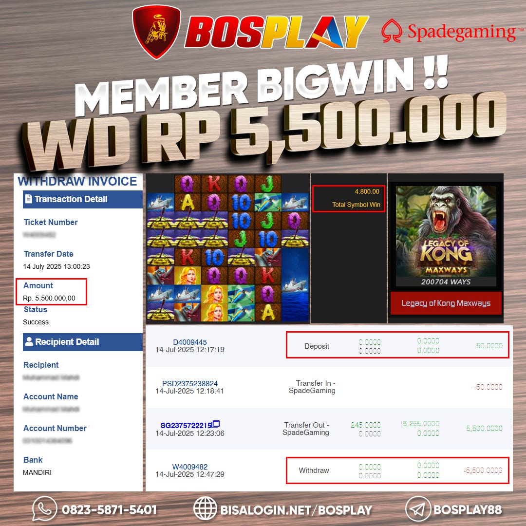 BOSPLAY MEMBER BIGWIN SLOT LAGACY OF KONG -SPADE GAMING